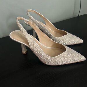 Clark Rhinestone Slingback Pumps in Ivory